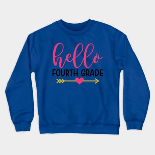 Hello Fourth Grade Kids Back to School Cute Crewneck Sweatshirt